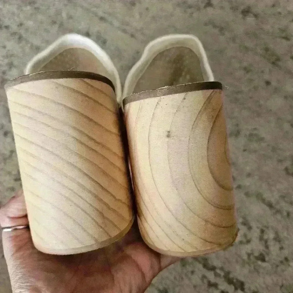 Free People Women's Beige Walk On Wood Boho Leather Platform Woven Clogs 38 - Picture 12 of 12